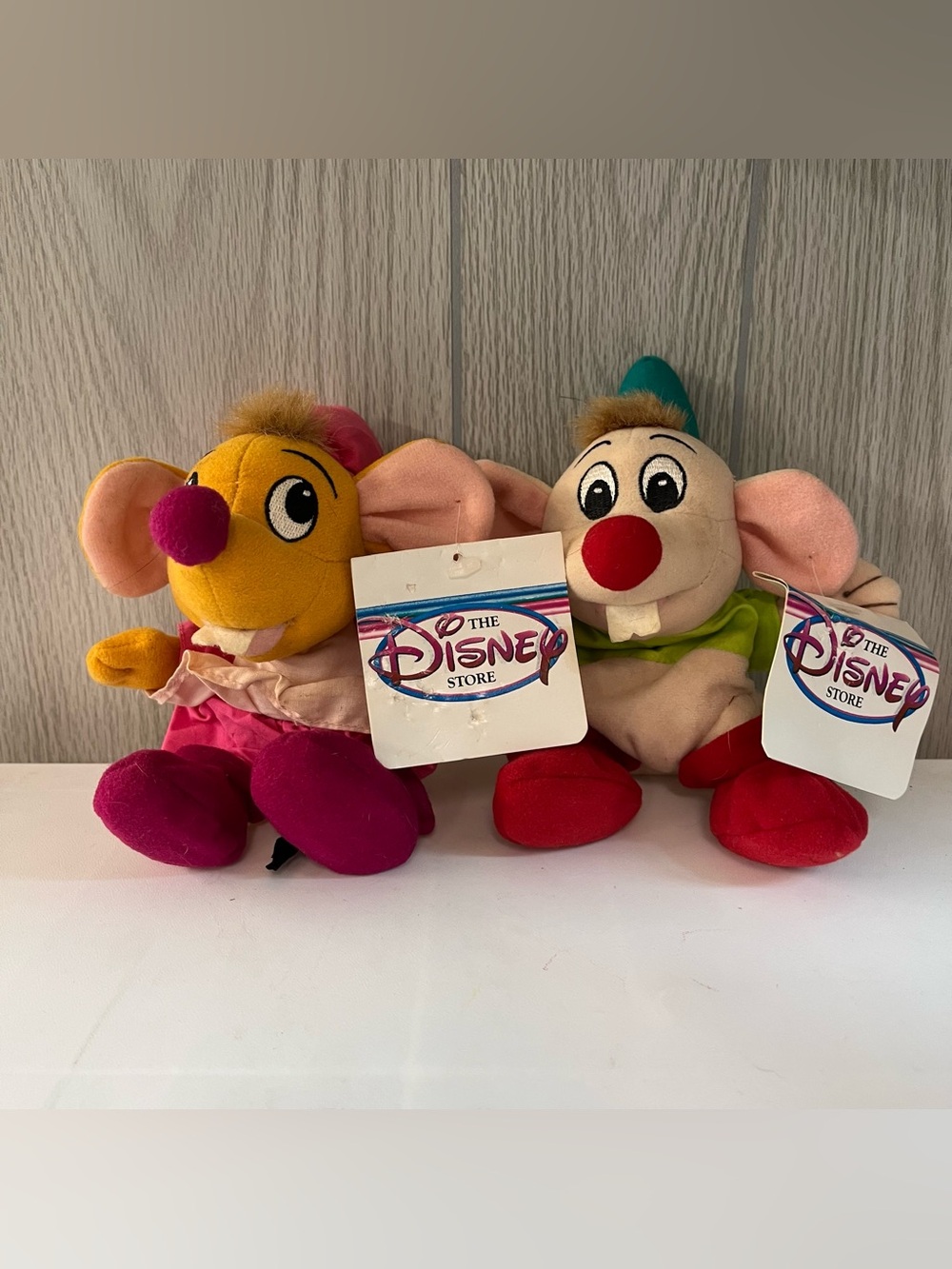 2 VTG Disney Store Cinderella Gus & Suzy Bean Bag Mouse Plush New Lot Set Mice